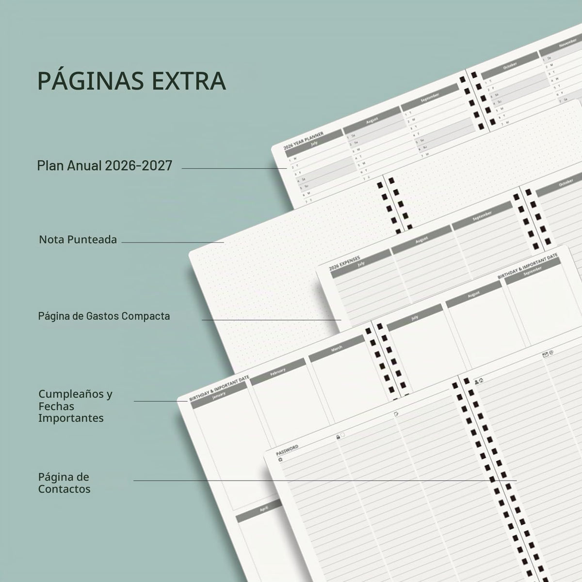 POPRUN Agenda Semanal 2027, 22,5 x16,5 cm Calendario, Planificador Diario