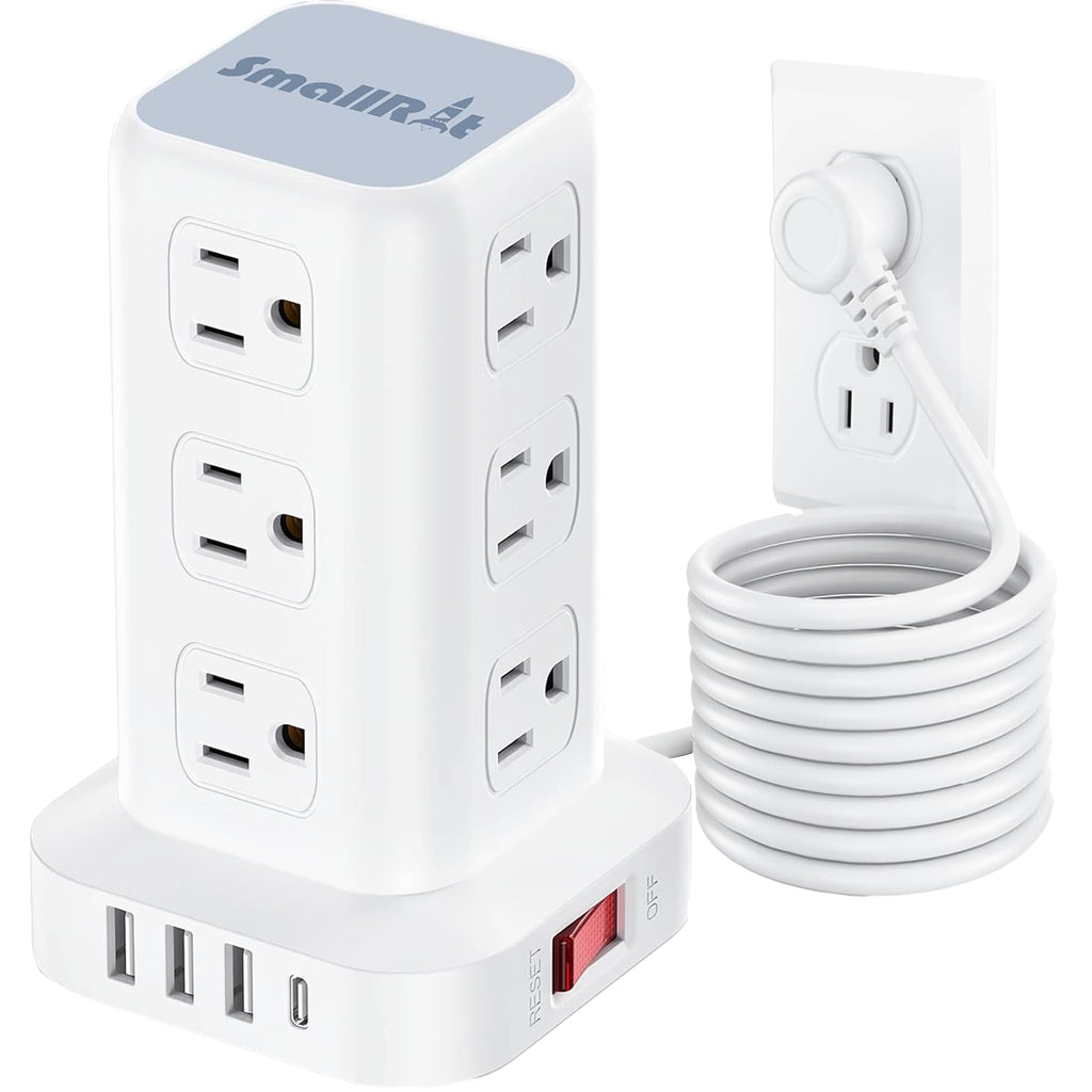 SMALLRT 1.98M Regleta Torre Multicontacto, Extension Electrica USB C Blanco