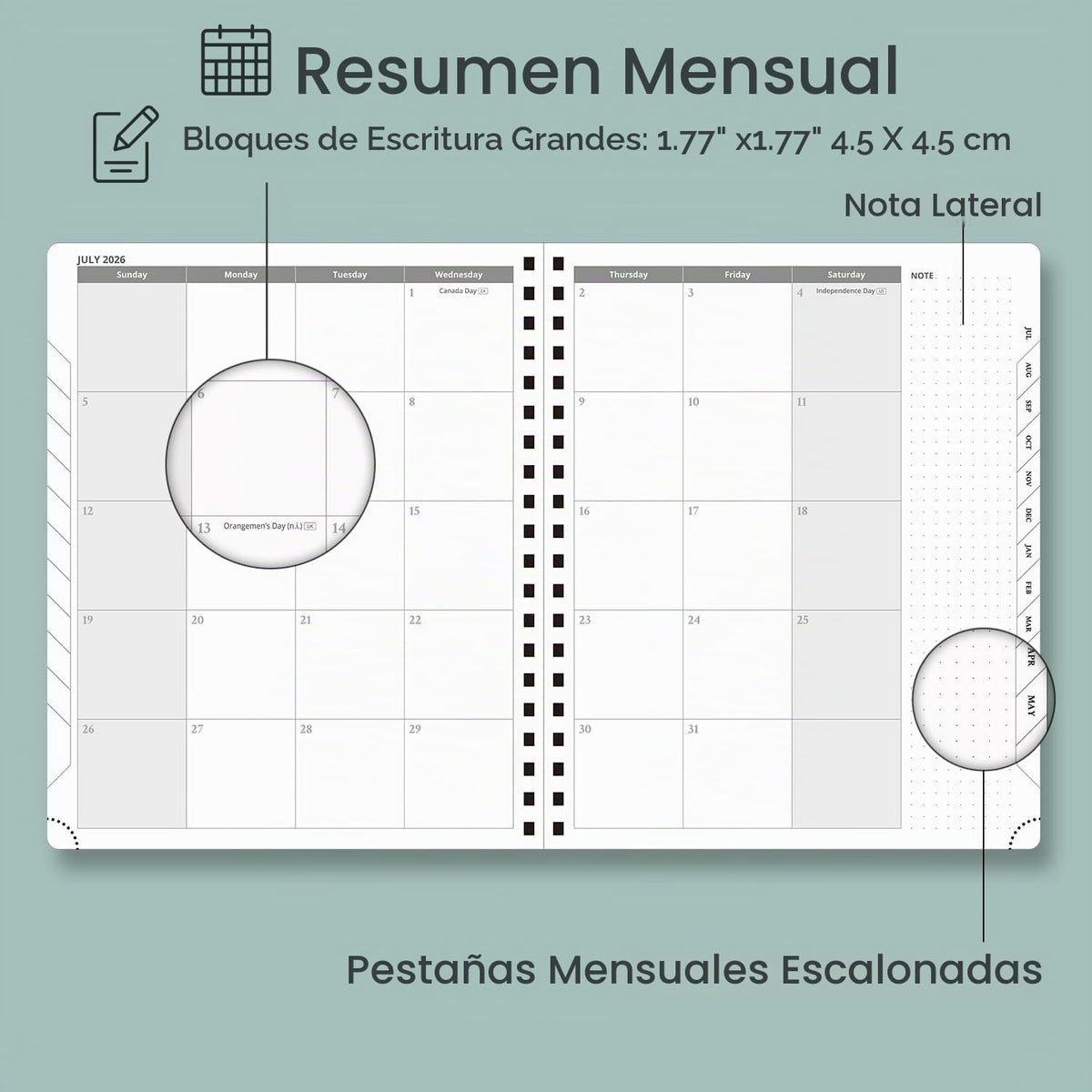 POPRUN Agenda Semanal 2027, 22,5 x16,5 cm Calendario, Planificador Diario