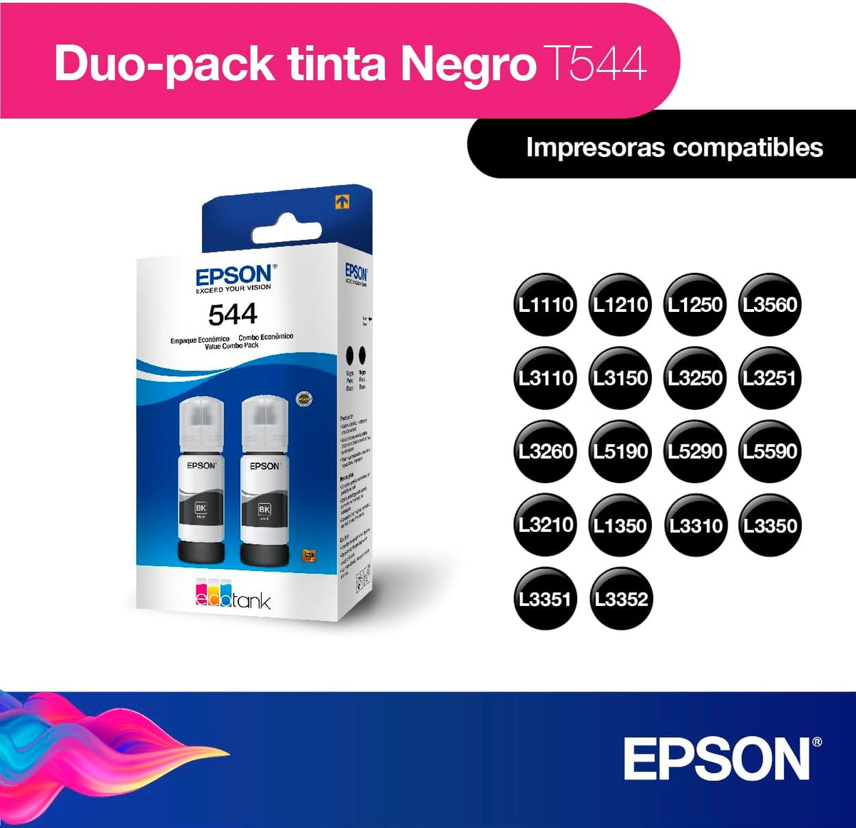 Epson Ecofit Botellas de Tinta Color Negro T544 2 Unidades
