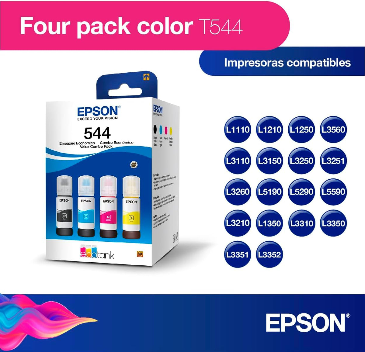 Epson Ecofit Botellas de Tinta Neg-Cian-Mag-Ama T544 4 unidades
