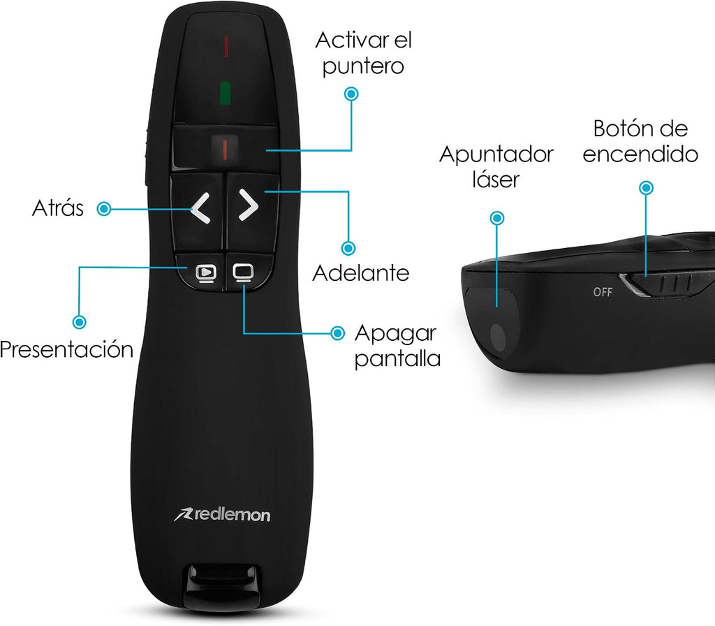 Redlemon Apuntador Láser para Presentaciones Inalámbrico USB con Estuche