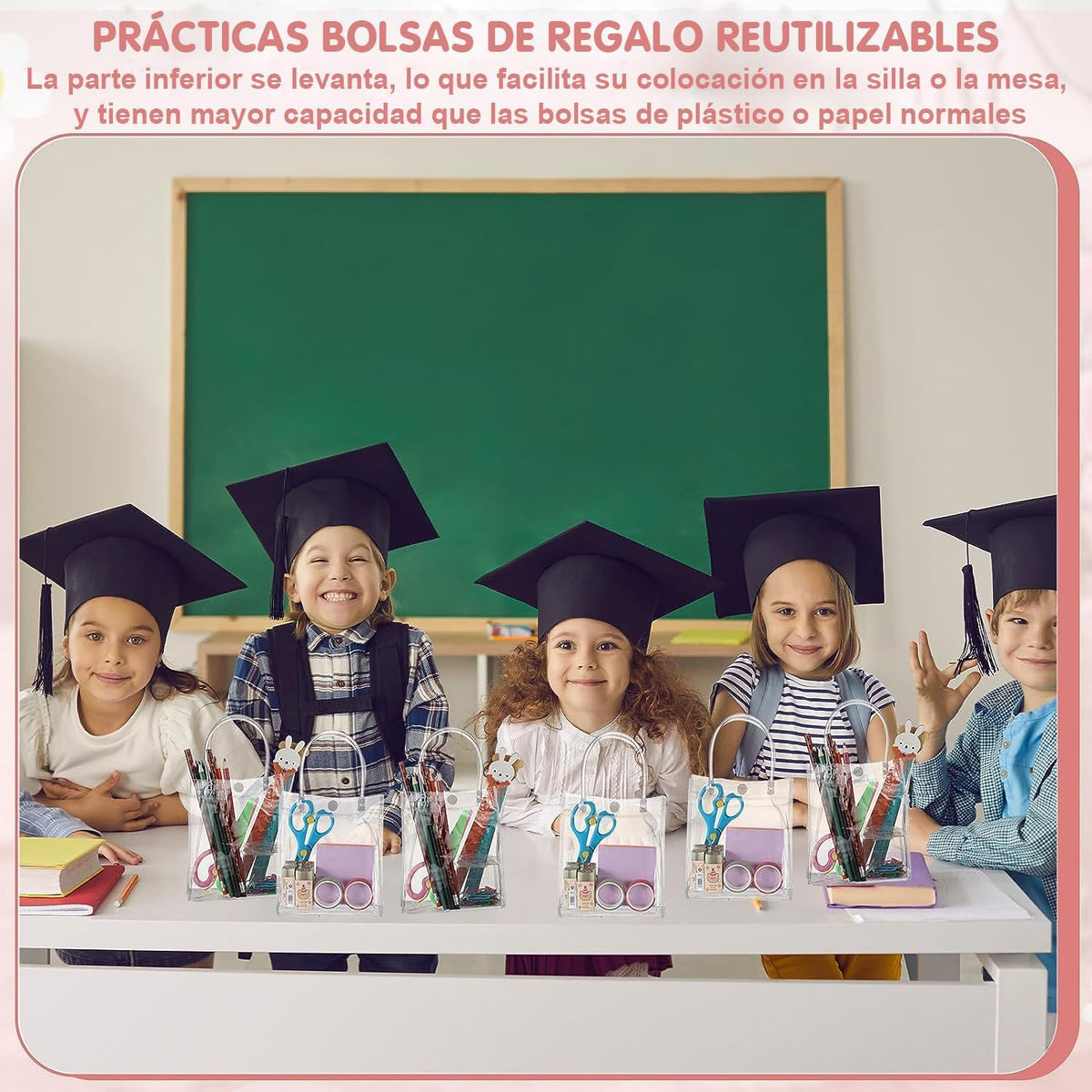 30PCS Bolsas de Regalo de PVC Transparente con Asas, Bolsas de Plástico Reutilizable, Bolsas de Compras para Bodas, Bolsas de Dulces para Fiestas, Cumpleaños, Escolares