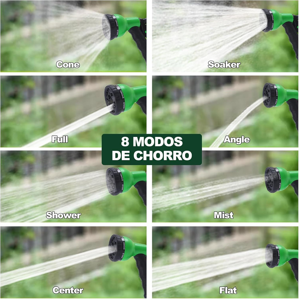 Manguera para Jardin Expandible Mangueras Flexibles Jardín Tubo de Agua Retráctil Tubos de Expansión Prueba de Fugas Multifuncional para Riego Plantas Lavado de Coche Mascotas Ducha Perro(15 Metros)