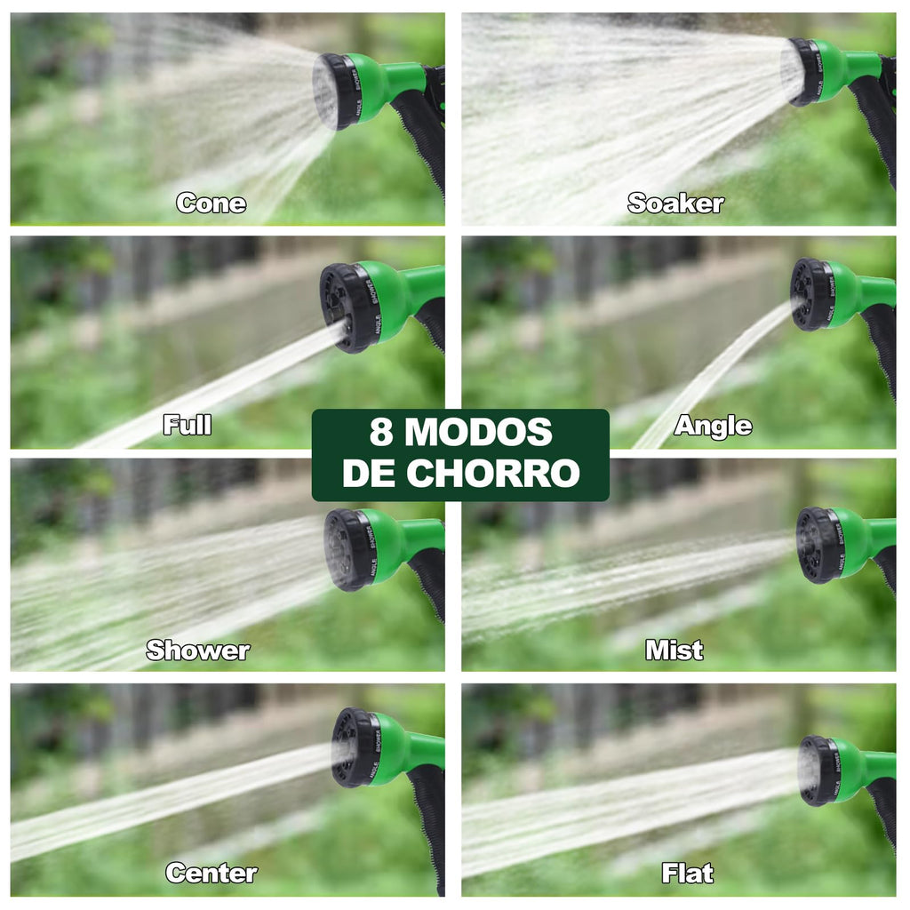 Manguera para Jardin Expandible Mangueras Flexibles Jardín Tubo de Agua Retráctil Tubos de Expansión Prueba de Fugas Multifuncional para Riego Plantas Lavado de Coche Mascotas Ducha Perro(15 Metros)
