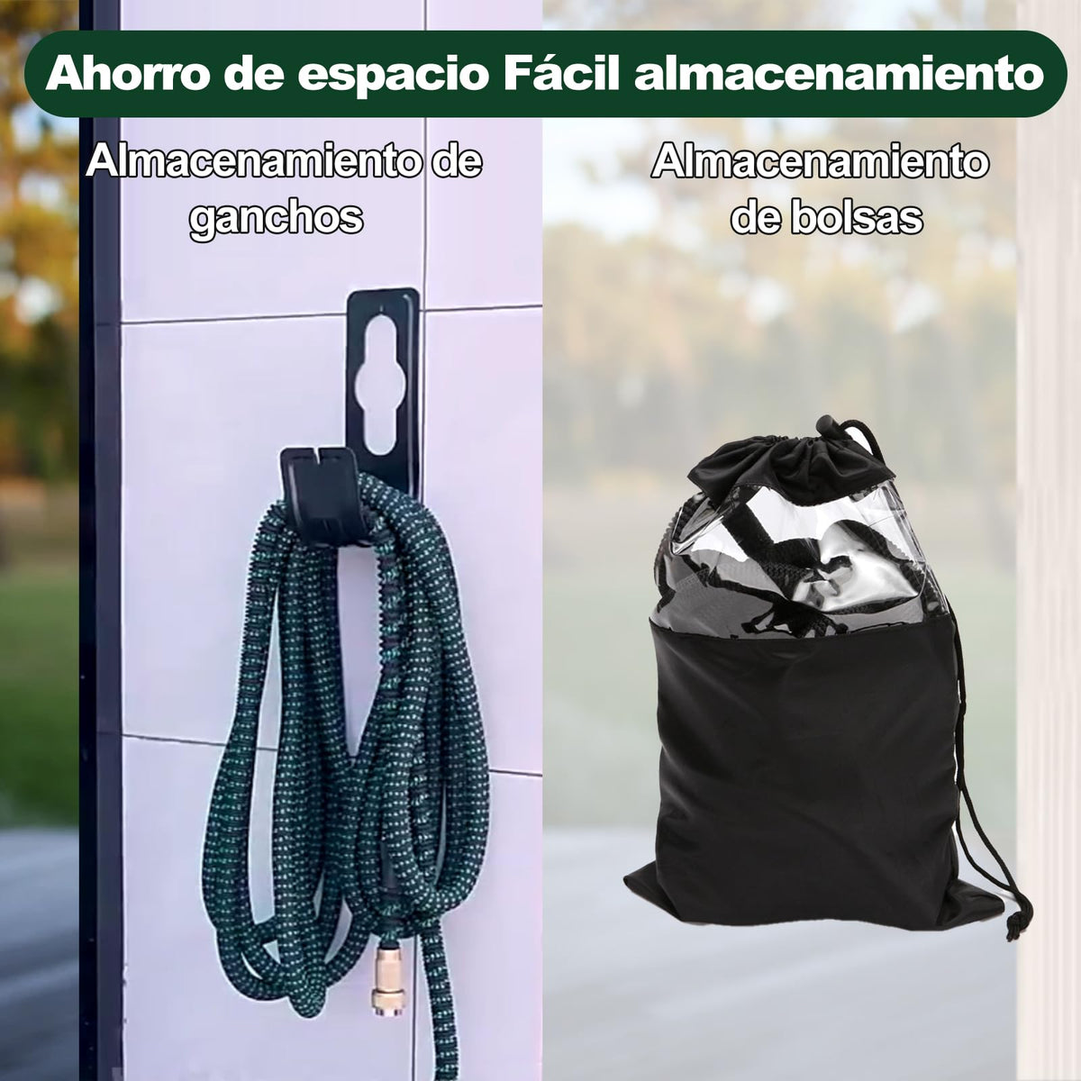Manguera para Jardin Expandible Mangueras Flexibles Jardín Tubo de Agua Retráctil Tubos de Expansión Prueba de Fugas Multifuncional para Riego Plantas Lavado de Coche Mascotas Ducha Perro(15 Metros)