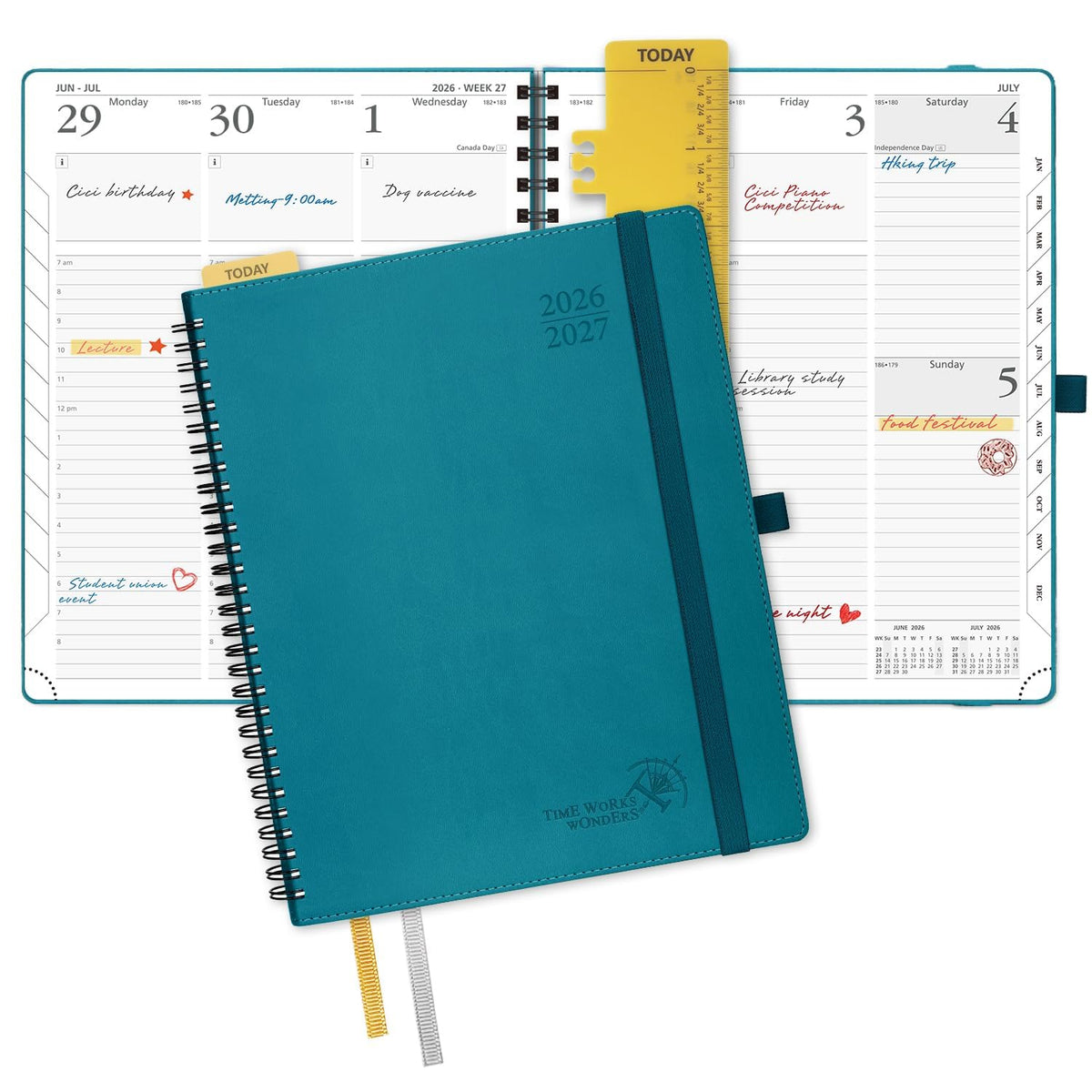 POPRUN Agenda Semanal 2027, 22,5 x16,5 cm Calendario, Planificador Diario