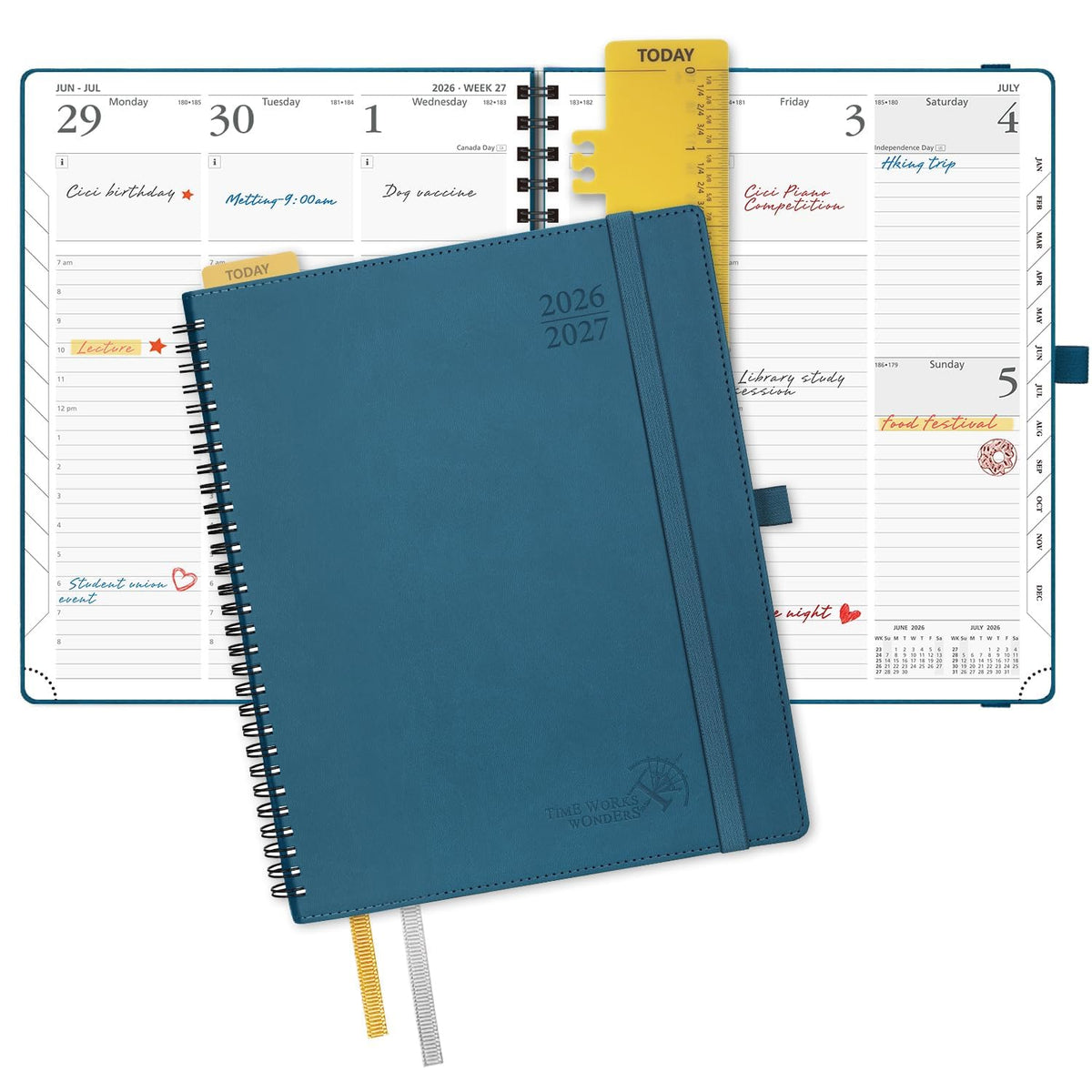 POPRUN Agenda Semanal 2027, 22,5 x16,5 cm Calendario, Planificador Diario