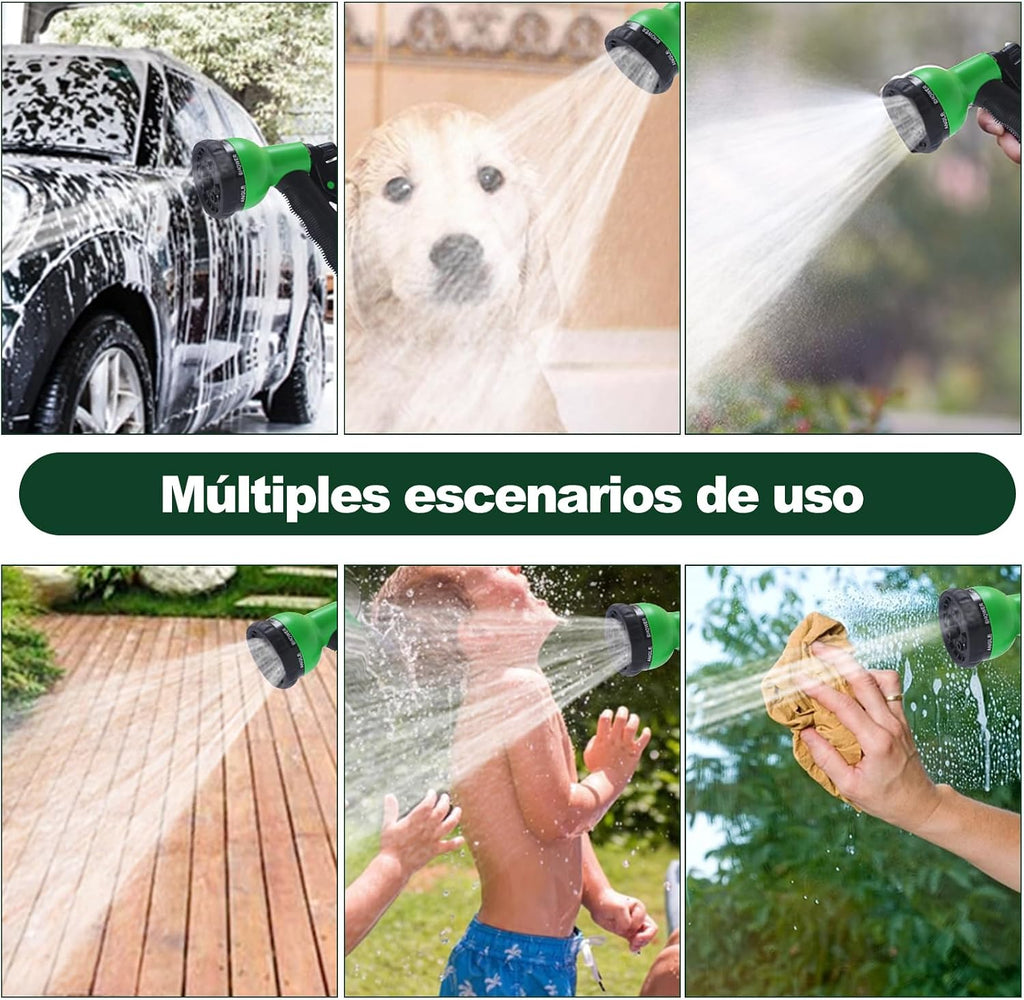 Manguera para Jardin Expandible Mangueras Flexibles Jardín Tubo de Agua Retráctil Tubos de Expansión Prueba de Fugas Multifuncional para Riego Plantas Lavado de Coche Mascotas Ducha Perro(15 Metros)