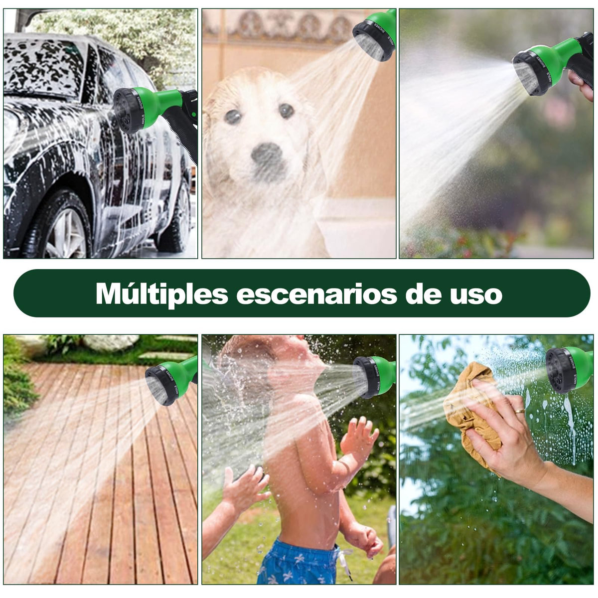 Manguera para Jardin Expandible Mangueras Flexibles Jardín Tubo de Agua Retráctil Tubos de Expansión Prueba de Fugas Multifuncional para Riego Plantas Lavado de Coche Mascotas Ducha Perro(15 Metros)