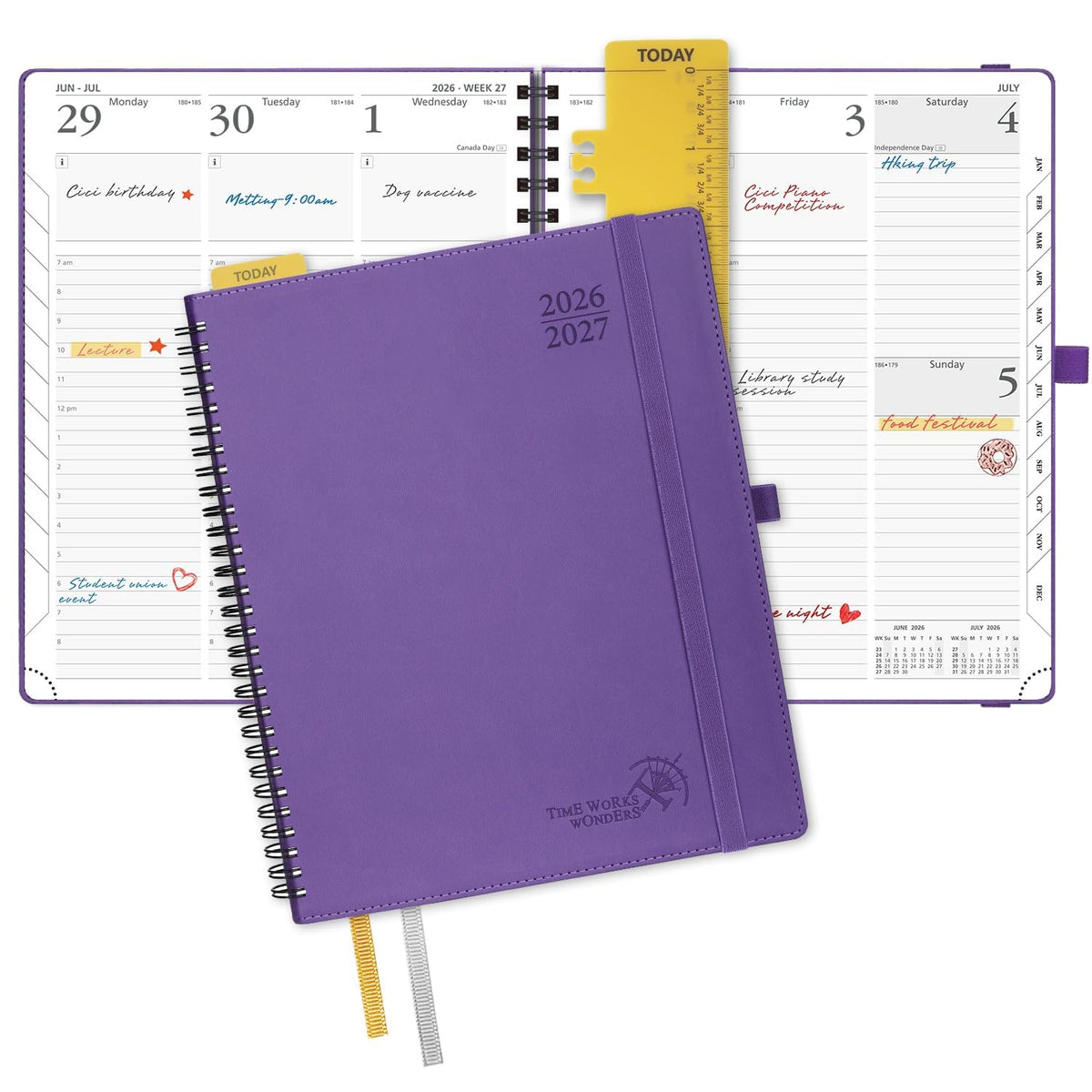 POPRUN Agenda Semanal 2027, 22,5 x16,5 cm Calendario, Planificador Diario