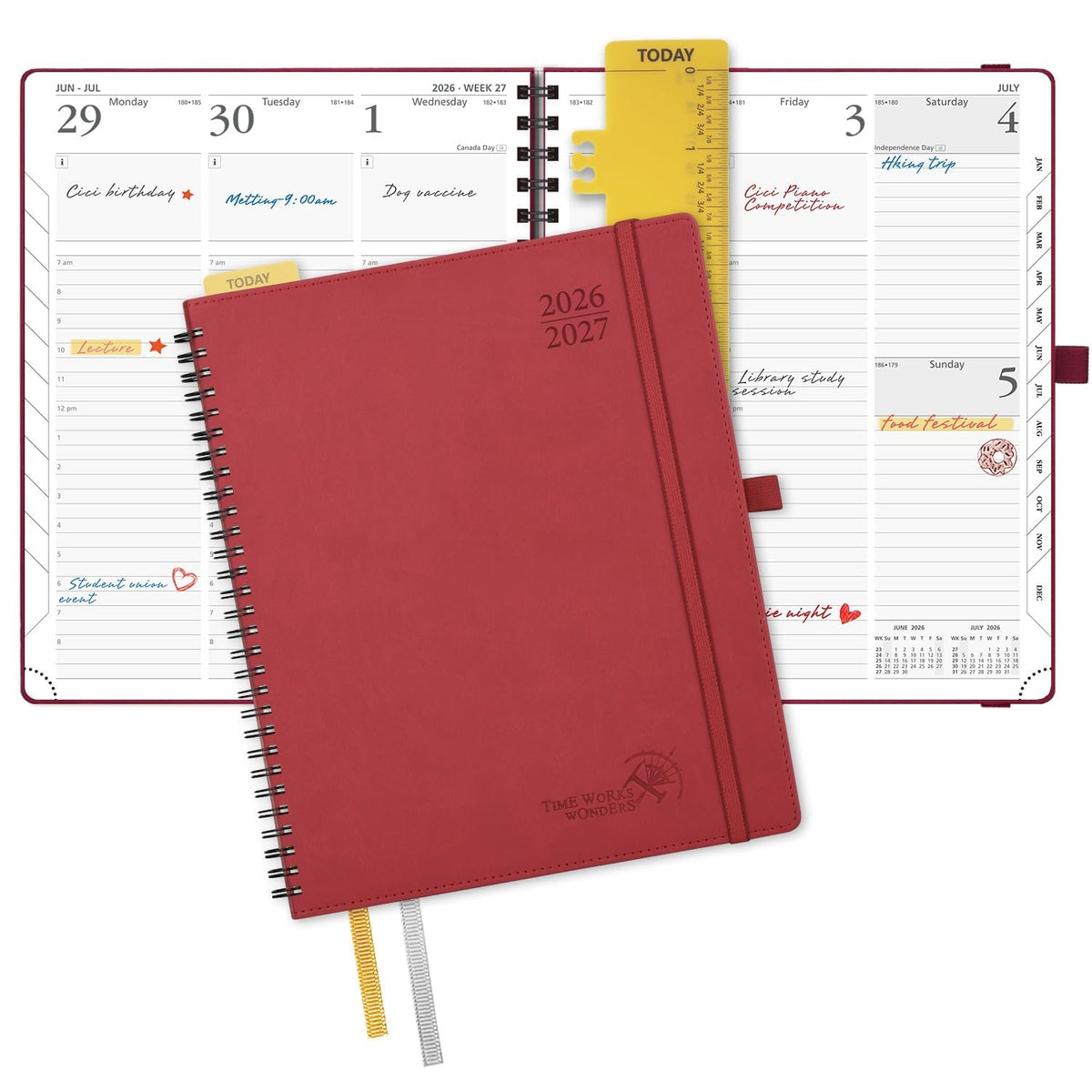 POPRUN Agenda Semanal 2027, 22,5 x16,5 cm Calendario, Planificador Diario