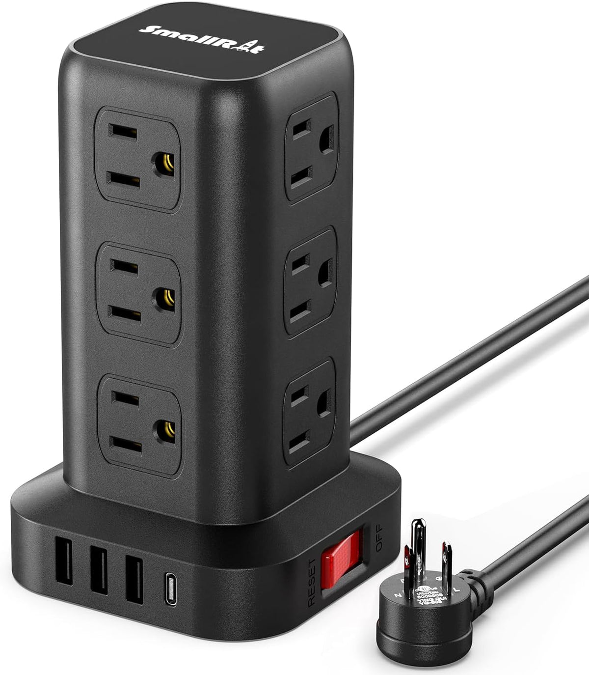 SMALLRT 1.98M Regleta Torre Multicontacto, Extension Electrica USB C Blanco