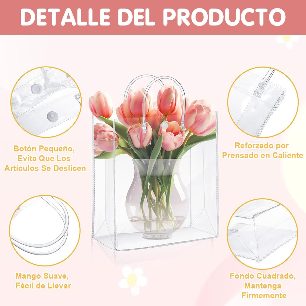 30PCS Bolsas de Regalo de PVC Transparente con Asas, Bolsas de Plástico Reutilizable, Bolsas de Compras para Bodas, Bolsas de Dulces para Fiestas, Cumpleaños, Escolares