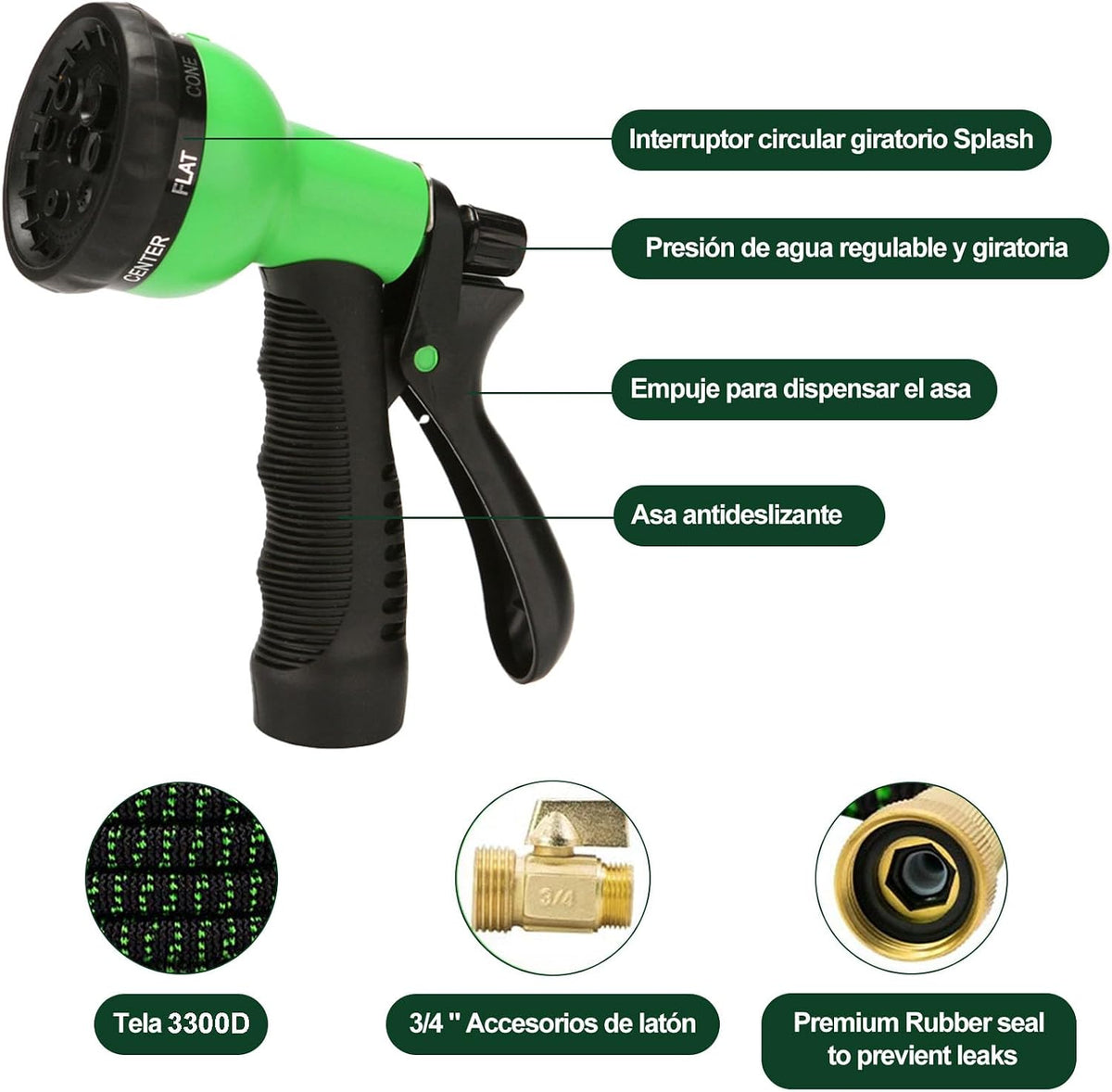Manguera para Jardin Expandible Mangueras Flexibles Jardín Tubo de Agua Retráctil Tubos de Expansión Prueba de Fugas Multifuncional para Riego Plantas Lavado de Coche Mascotas Ducha Perro(15 Metros)