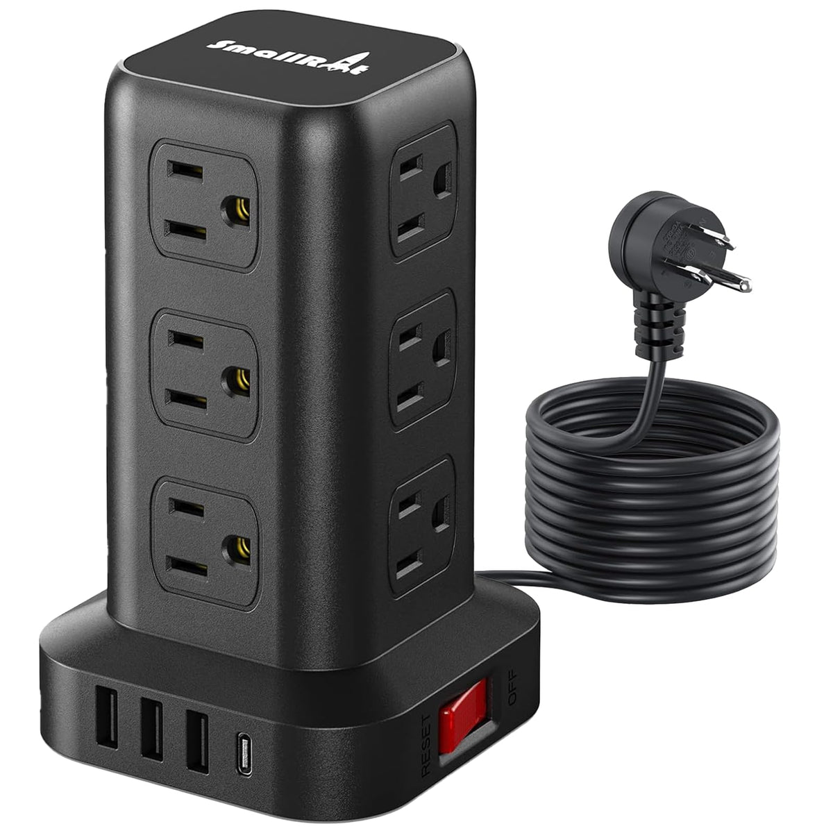 SMALLRT 1.98M Regleta Torre Multicontacto, Extension Electrica USB C Blanco