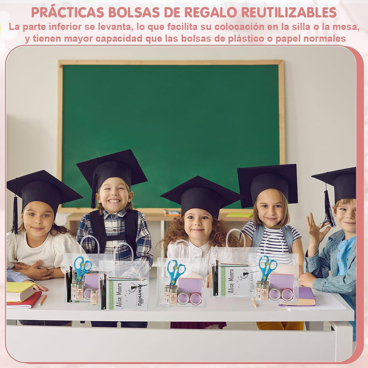 30PCS Bolsas de Regalo de PVC Transparente con Asas, Bolsas de Plástico Reutilizable, Bolsas de Compras para Bodas, Bolsas de Dulces para Fiestas, Cumpleaños, Escolares