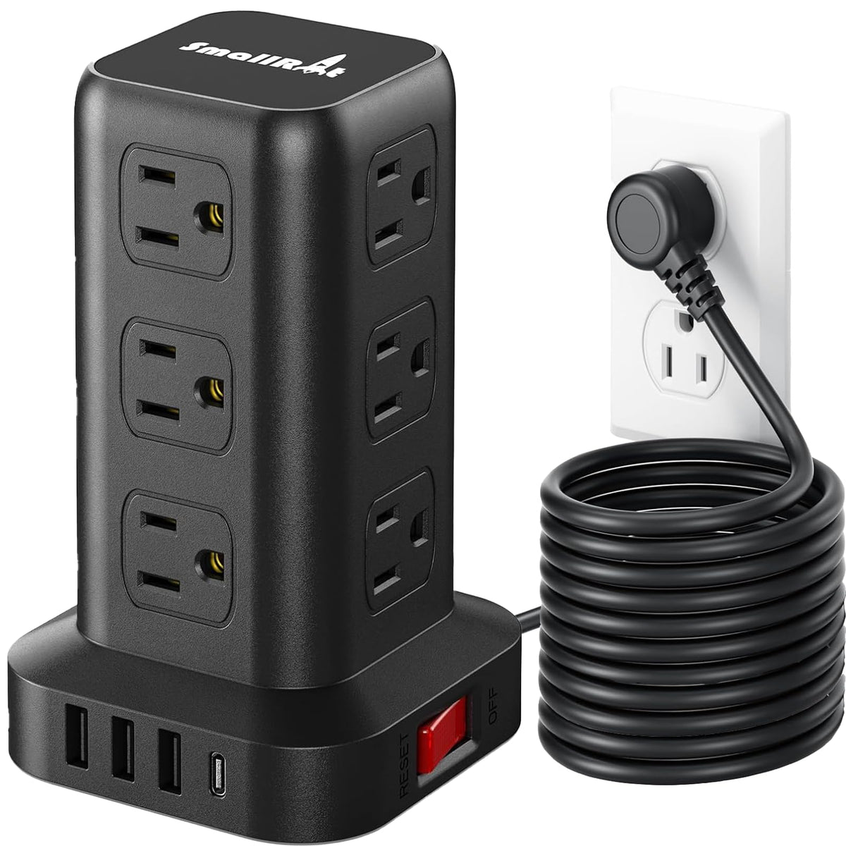 SMALLRT 1.98M Regleta Torre Multicontacto, Extension Electrica USB C Blanco