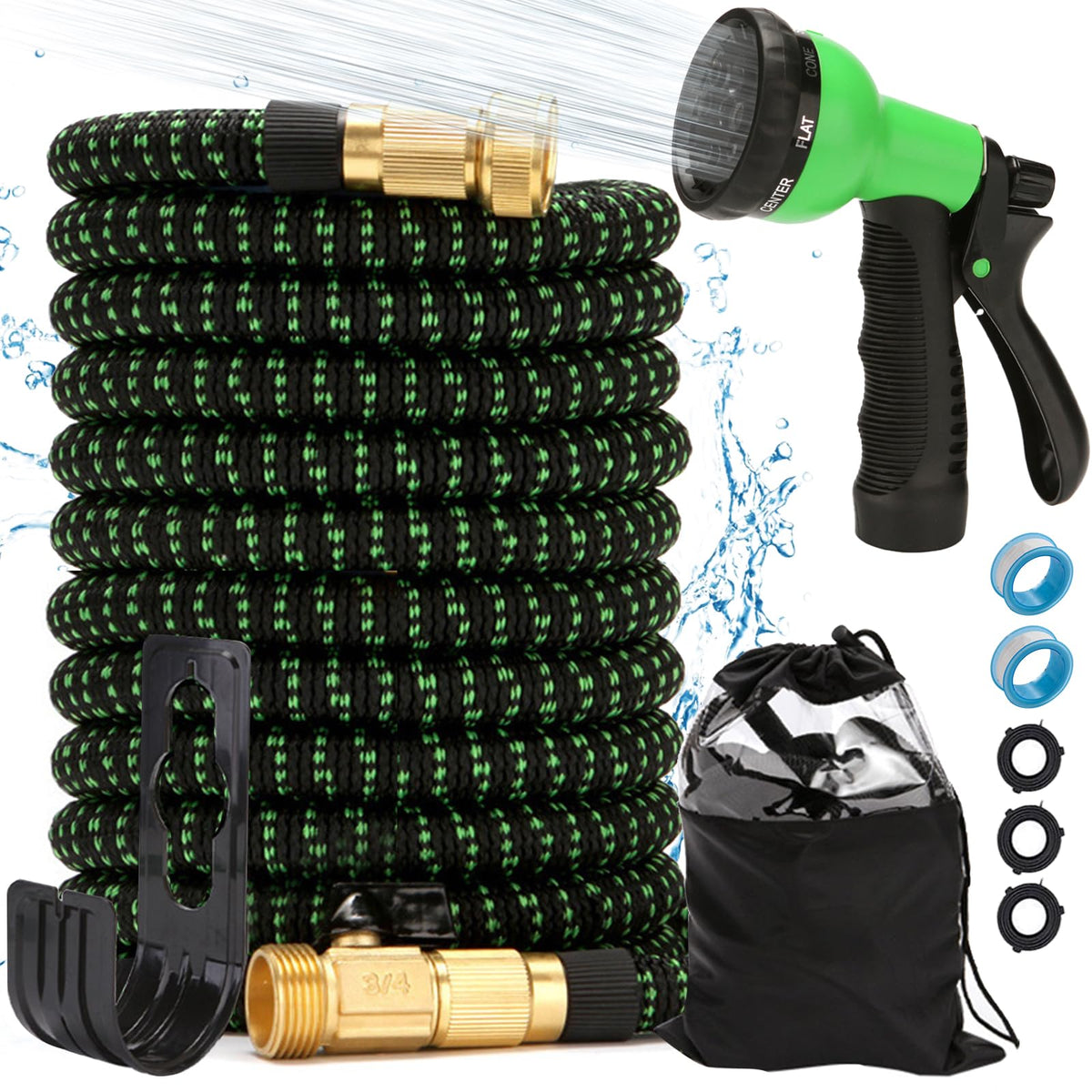 Manguera para Jardin Expandible Mangueras Flexibles Jardín Tubo de Agua Retráctil Tubos de Expansión Prueba de Fugas Multifuncional para Riego Plantas Lavado de Coche Mascotas Ducha Perro(15 Metros)