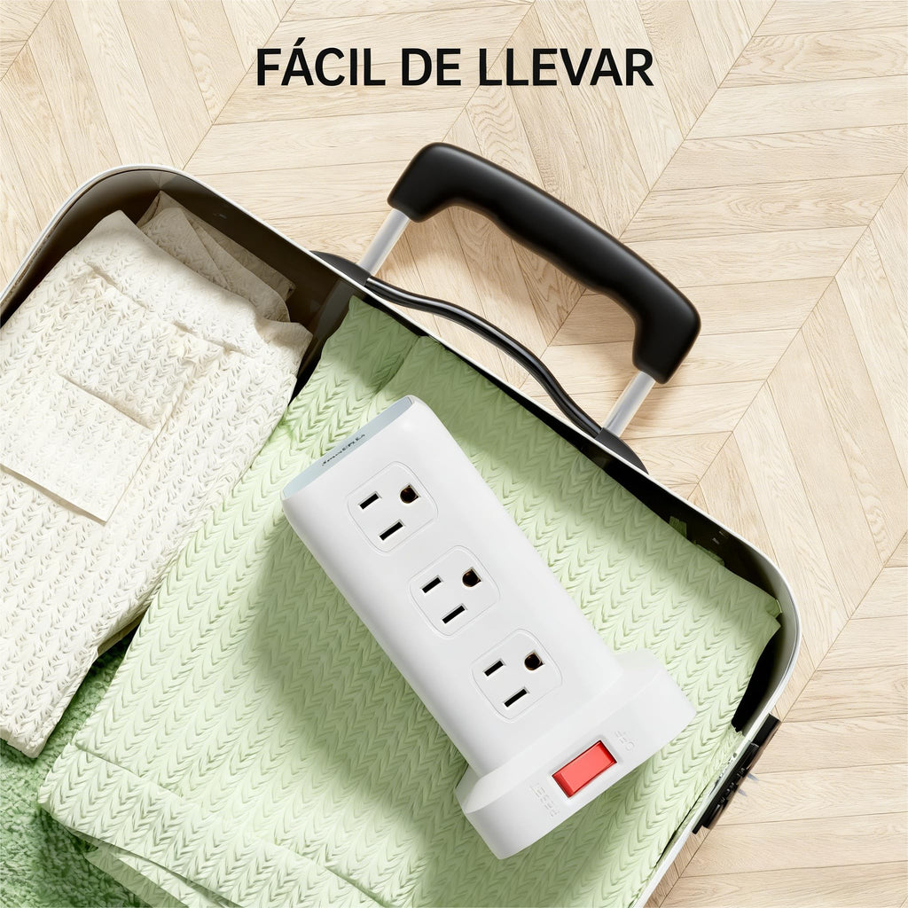 SMALLRT 1.98M Regleta Torre Multicontacto, Extension Electrica USB C Blanco
