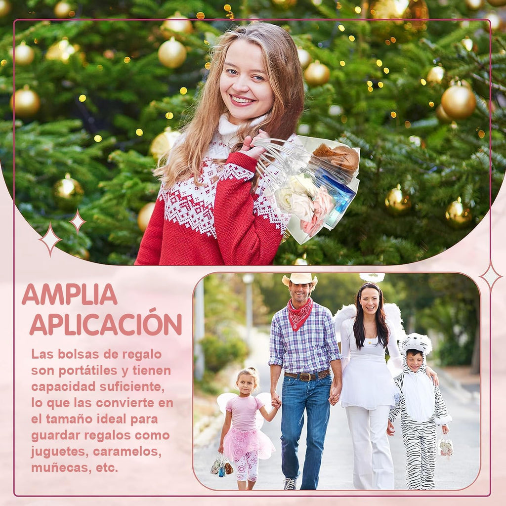 30PCS Bolsas de Regalo de PVC Transparente con Asas, Bolsas de Plástico Reutilizable, Bolsas de Compras para Bodas, Bolsas de Dulces para Fiestas, Cumpleaños, Escolares