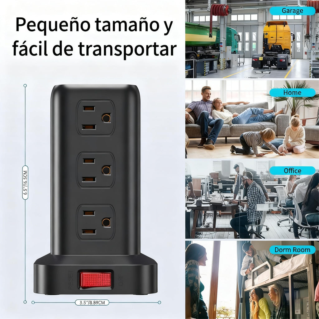 SMALLRT 1.98M Regleta Torre Multicontacto, Extension Electrica USB C Blanco